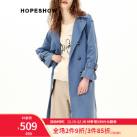 红袖风衣女秋新款女装韩版字母刺绣腰带百搭双排扣灯芯绒中长款外套8911833070 粉兰206