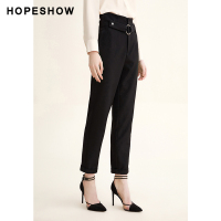 红袖休闲西装裤女 2019秋装新款黑色宽松直筒显瘦九分哈伦裤