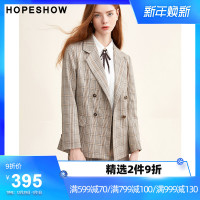 红袖西装外套女2019夏秋装新款韩版宽松薄款格子英伦风休闲小西服