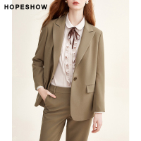 红袖韩版英伦风西装外套女 2019秋冬新款一粒扣宽松休闲西服