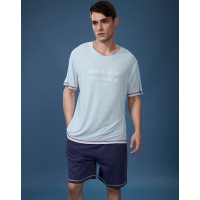 都市丽人时尚撞色线条男款睡衣套装DH6202