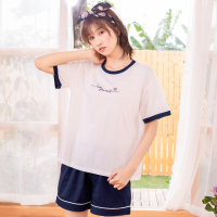 都市丽人ins风休闲可外穿短袖短裤舒适透气女士家居服睡衣女夏1H0207