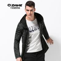 千纸鹤男装春款风衣男 中长款青年修身外套男士连帽大衣3251