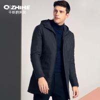 千纸鹤新款冬季棉服男中长款加厚保暖外套韩版青年连帽棉衣3706