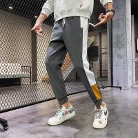 千纸鹤男士针织裤子休闲裤子撞色边条男款运动裤男式小脚裤90587