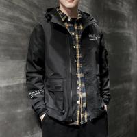 千纸鹤秋冬新款运动连帽纯色男士夹克青年口袋外套男30352