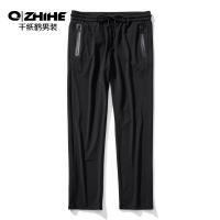 千纸鹤裤子男2019春季新款青年时尚潮流弹力黑色运动裤男潮90162