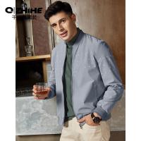 千纸鹤男装字母刺绣外套2019秋季新款潮流帅气棒球领飞行员夹克男30202