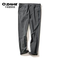 千纸鹤男装英伦时尚格纹休闲裤2019新款韩版修身潮流裤子男70112