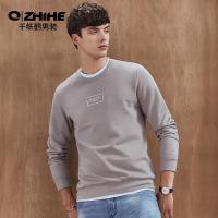 千纸鹤男士休闲情侣卫衣2019秋季新款潮流印花保暖长袖上衣15151