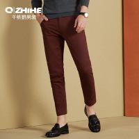 千纸鹤中腰直筒休闲裤男 2018秋季透气时尚修身休闲简欧长裤70018