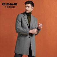 千纸鹤男装大衣男2018冬季时尚帅气中长款修身毛呢外套男69015