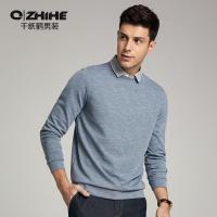 千纸鹤男装2020流行卫衣男士套头外套秋季衬衫领假两件衣服15467