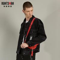 海德斯曼2018春秋新款灯芯绒夹克男 黑色百搭男士宽松外套潮30032