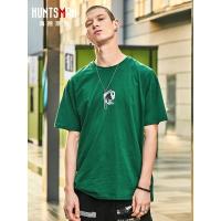 海德斯曼2019夏季新款短袖男ins潮 绿色个性男女同款圆领T恤20187