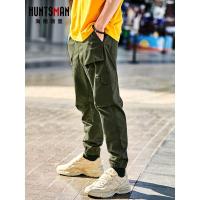 海德斯曼春夏新款绿色工装裤男潮牌 束脚休闲裤 男士九分裤90121
