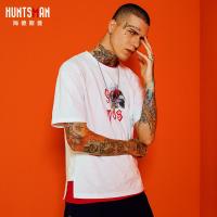 海德斯曼夏季男士T恤纯棉白色短袖男潮 2018新款字母印花体恤2858