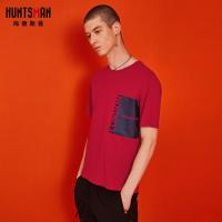 海德斯曼2018夏装纯棉短袖t恤男圆领 欧美潮牌纯色半袖打底衫2739