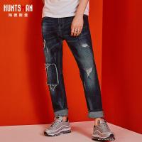 海德斯曼2018新款夏百搭破洞牛仔裤 潮流韩版宽松青年裤子男8171