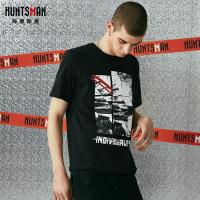 海德斯曼潮牌短袖T恤男 欧美潮人黑色印花半袖体恤男2018夏季新款2793