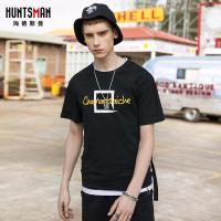 海德斯曼2018新款短袖T恤男 欧美潮牌宽松弹力印花体恤打底衫2833