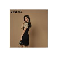 OtherMix泡泡袖连衣裙女2021年夏季新款优雅气质方领短袖高腰裙子