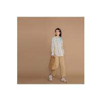 OtherMix天空色条纹衬衫2021年新款春季衬衣女设计感小众系带上衣