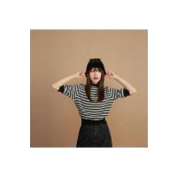 【新疆棉】OtherMix条纹短上衣2021年新款春洋气韩版t恤女打底衫