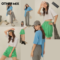 OtherMix贴布不对称纯色t恤女2021年夏季新款宽松薄款短袖上衣潮