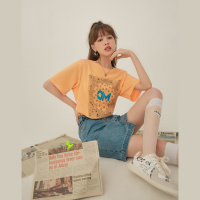 OtherMix字母印花t恤女2021年夏季新款韩版时尚宽松圆领短袖上衣