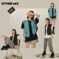 OtherMix西装领无袖马夹女2021年早秋新款双排扣短款薄款马甲上衣