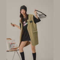 OtherMix纯色西装马甲女2021年夏秋新款无袖薄款设计感盐系外套潮