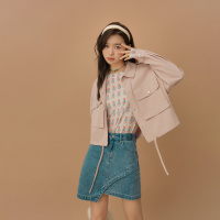 OtherMix宽松系带短外套女2021年早秋新款工装风薄款长袖外搭上衣