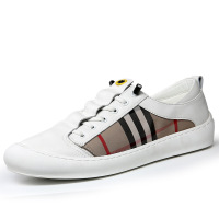 策霸真皮小白鞋男2020夏季新款透气鞋子男学生韩版潮流百搭男士休闲鞋