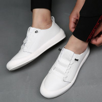 策霸男士休闲皮鞋韩版耳朵鞋时尚潮鞋男皮鞋真皮小白鞋