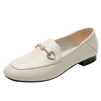 策霸真皮大码女鞋41-43豆豆鞋鞋软底皮鞋2020春款单鞋女舒适平底女鞋