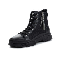 策恩公牛2020新款帆布马丁靴女英伦风百搭休闲短靴女夏中筒真皮女鞋