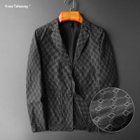 策霸2020欧品轻奢 秋季新款数码印花男士小西服 薄款夹克男士