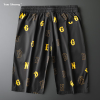 策霸2020夏季 欧品轻奢G多字母男式休闲五分潮牌宽松沙滩裤