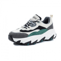 策霸老爹鞋女2020新款秋冬季休闲浅口运动鞋女厚底增高透气真皮女鞋潮