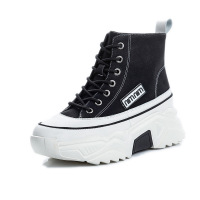 策霸预9.9发马丁靴女厚底中筒英伦风机车短靴女复古真皮女鞋潮