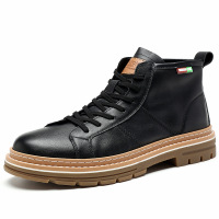 策霸马丁靴男2020新款真皮白色皮靴高帮百搭工装靴潮流男英伦风短靴子