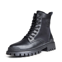 策霸2020秋冬新款单靴英伦风真皮马丁靴批发百搭短靴中筒靴防滑靴子女