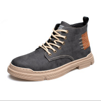 策霸马丁靴男2020新款潮流工装鞋子男真皮英伦风皮靴男复古高帮沙漠靴