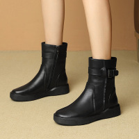 策霸头层牛皮马丁靴女英伦风2020新款秋冬女鞋ins潮鞋网红低跟靴子女