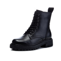 策霸马丁靴女英伦风中筒真皮短鞋子女厚底加绒温州女鞋
