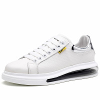 策霸真皮小白鞋男2020新款秋季透气休闲鞋男士户外百搭板鞋平底皮鞋男