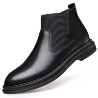 策霸2020秋冬新款英伦风秋季坡跟男休闲马丁靴圆头切尔西靴77808