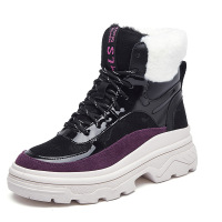 策霸2020冬季新款雪地靴真毛女保暖加绒棉高帮女鞋学生短靴防滑马丁靴