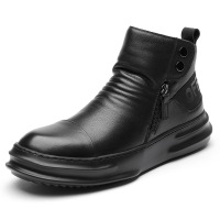 策霸秋冬男士马丁靴真皮高帮罗马靴潮韩版休闲百搭高邦新款男士短靴子